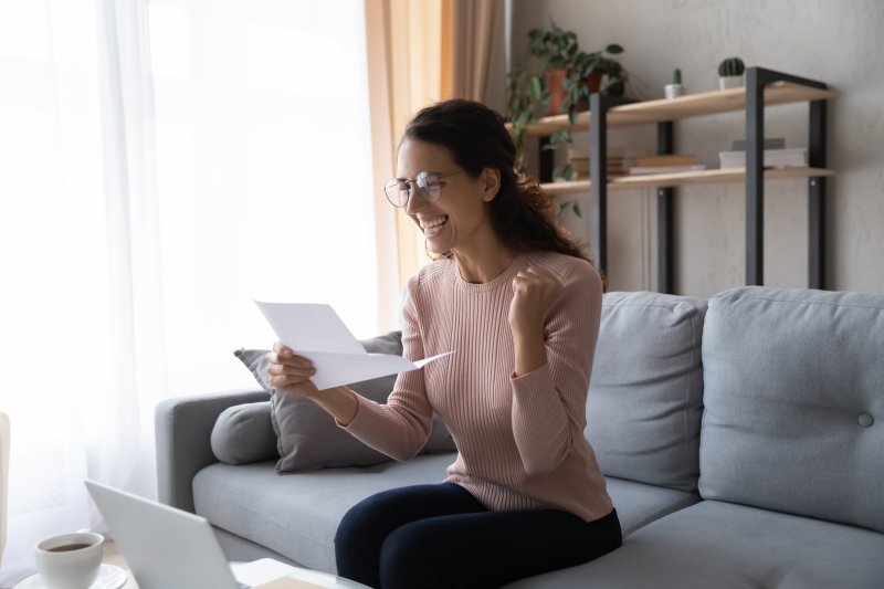 a woman excited about her tax refund